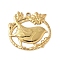304 Stainless Steel Pendants, Oval with Bird Charms, Ion Plating(IP), Real 18K Gold Plated, 30.5x32x3mm, Hole: 2.5mm