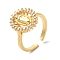 Brass Micro Pave Cubic Zirconia Open Rings, Cadmium Free & Lead Free, Real 18K Gold Plated, Inner Diameter: 18mm
