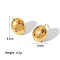 304 Stainless Steel Cubic Zirconia Oval Stud Earrings, Golden