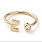 Brass Micro Pave Clear Cubic Zirconia Cuff Rings, Open Rings, Long-Lasting Plated, Real 18K Gold Plated, Letter.Z, US Size 6, Inner Diameter: 17mm