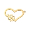 304 Stainless Steel Pendants, Laser Cut, Heart with Clover Charm, Real 18K Gold Plated, 21x13x1mm, Hole: 1.2mm