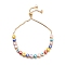 Evil Eye Enamel Link Bracelets for Girl Women, Real 18K Gold Plated Slider Bracelets with Brass Findings, Lead Free & Cadmium Free, Colorful, Inner Diameter: 1-3/8~3-1/8 inch(3.5~8cm)