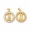 Rack Plating Brass Micro Pave Cubic Zirconia Pendants, Long-Lasting Plated, Cadmium Free & Lead Free, Flat Round with Human Charm, Real 18K Gold Plated, 21.5x19.5x2.5mm, Hole: 4.2x3.5mm