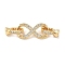 Brass Micro Pave Clear Cubic Zirconia Fold Over Clasps, Cadmium Free & Nickel Free & Lead Free, Infinity, Real 18K Gold Plated, 39mm