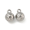 Non-Tarnish 304 Stainless Steel Charms, Round Charm, Stainless Steel Color, 12.5x9x9mm, Hole: 2mm