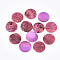 Spray Paint Natural Akoya Shell Pendants, Mother of Pearl Shell Pendants, Round, Hot Pink, 15x1~3mm, Hole: 1.1~1.5mm