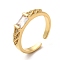 Rack Plating Brass Micro Pave Cubic Zirconia Cuff Rings, Long-Lasting Plated Rectangle Jewelry for Women, Cadmium Free & Lead Free, Real 18K Gold Plated, 4mm, Inner Diameter: 18mm