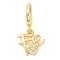 Brass Micro Pave Cubic Zirconia Pendants, Lead Free & Cadmium Free, Long-Lasting Plated, Word with Love, Real 18K Gold Plated, 23mm, Hole: 4.5mm