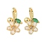 Brass Micro Pave Clear Cubic Zirconia Pendants, Cadmium Free & Lead Free, Flower, Real 18K Gold Plated, 18.5x10.5x3mm, Hole: 4.3x2.3mm