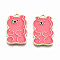 Alloy Enamel Pendants, Cadmium Free & Lead Free, Bear, Light Gold, Cerise, 25.5x16x1.5mm, Hole: 2mm