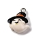 Halloween Theme Opaque Resin Pendants, with Platinum Plated Iron Loops, Ghost, 18x14.5x6.5mm, Hole: 2mm
