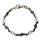 Two Tone 201 Stainless Steel Wave & Infinity Link Chain Bracelet, 304 Stainless Steel Clasps, Black, 8-3/8 inch(21.4cm), Wide: 6mm