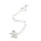 Brass Micro Pave Cubic Zirconia Ends with Chains, Cadmium Free & Nickel Free & Lead Free, Bowknot, 925 Sterling Silver Plated, 73mm, Hole: 2.5mm