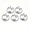 Non-Tarnish 304 Stainless Steel Pendants, Laser Cut, Round Ring with Moon and Human, Stainless Steel Color, 17x15x1mm, Hole: 1mm