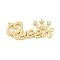 Brass Pave Clear Cubic Zirconia Connector Charms, Word Queen with Crown Links, Cadmium Free & Nickel Free & Lead Free, Real 18K Gold Plated, 9x20.5x1.5mm, Hole: 0.5mm