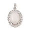 Natural Quartz Crystal Pendants, with Platinum Tone Alloy Findings, Oval Charms, 41x28.5x7.5mm, Hole: 7.2x4mm