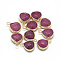 Natural White Jade Pendants, with Nickel Free Brass Findings, Faceted, Dyed, teardrop, Golden, Old Rose, 17.5x13.5x6.5mm, Hole: 2mm