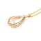 Brass Micro Pave Cubic Zirconia Pendant Necklaces,  Glass Jewelry for Women, 201 Stainless Steel Cable Chain Necklaces, Teardrop, Clear, 15.75 inch(40cm)