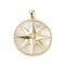 Brass Micro Pave Cubic Clear Zirconia Pendants, Cadmium Free & Nickel Free & Lead Free, with Shell, Flat Round with Star, Real 18K Gold Plated, 27x25x4mm, Hole: 4x2mm