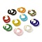 Glass Seed Beaded Hoop Earrings for Women, Real 18K Gold Plated Big Circle Brass Hoop Earrings, Mixed Color, 44x45x8.5mm, Pin: 1.4x0.4mm