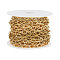 PVD Vacuum Plating 304 Stainless Steel Cable Chains, Textured, Unwelded, with Spool, Oval, Golden, 5.5mm, 5m/roll