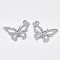 Non-Tarnish 201 Stainless Steel Pendants, Smooth Surface, Butterfly, Stainless Steel Color, 13x17x1mm, Hole: 1.5mm