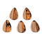 Resin & Walnut Wood Pendants, Teardrop, Orange, 21.5x14.5x3mm, Hole: 2mm