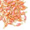 Electroplate Glass Faceted Rectangle Connector Charms, with Brass Wire Loops, Real 18K Gold Plated, Rack Plating, Long-Lasting Plated, Orange, 15.5x4x3mm, Hole: 1.6~1.8mm