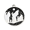 Alloy Enamel Pendants, Platinum, Flat Round Charm, Mountain, 26x22.5x1mm, Hole: 2mm