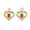 Brass Micro Pave Cubic Zirconia Pendants, Heart Charms, with Jump Ring, Real 16K Gold Plated, 13.5x14x4mm, Hole: 3.5mm