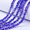 Electroplate Glass Beads Strands, AB Color Plated, Faceted, Rondelle, Blue, 2.3~2.7x2mm, Hole: 0.4mm, about 144~150pcs/strand, 28~29cm
