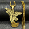 201 Stainless Steel Archangel Saint Michael Pendant Necklaces, Golden, 23.50 inch(59.7cm)