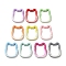Spray Painted Alloy Spring Gate Rings, Gradient Color Cat Shape, Mixed Color, 35x28x4mm