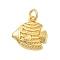 Brass Charms, with Jump Ring, Rack Plating, Long-Lasting Plated, Lead Free & Cadmium Free, Real 18K Gold Plated, Fish, 14x14.5x3mm, Hole: 3.5mm
