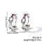 Fashionable Brass Cubic Zirconia Ring Hoop Earrings, Chain Charm, Platinum, Purple, 19x6mm