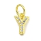 Letter Brass Micro Pave Clear Cubic Zirconia Pendants, Cadmium Free & Nickel Free & Lead Free, Jump Ring, Real 18K Gold Plated, Letter Y, 8x5.8x1.8mm, Jump Ring: 5x0.9mm, Hole: 3.5mm