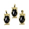 Natural Obsidian Pendant, with Brass Findings,  Lead Free & Cadmium Free, Long-Lasting Plated, Owl, 28.5x15.5x7mm, Hole: 5x8mm