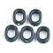 Handmade Porcelain Bead Frames, Bright Glazed Porcelain, Oval, Dark Slate Gray, 16x12.5x5.5mm, Hole: 2mm