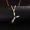 Brass Pave Colorful Cubic Zirconia Initial Pendant Necklaces for Women, Golden, Letter Y, 19.69 inch(50cm)
