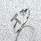 Brass Micro Pave Cubic Zirconia Cuff Rings for Women, Open Rings, Platinum, Letter T, Inner Diameter: 16~19mm