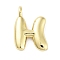 Rack Plating Brass Balloon Letter Pendants, Cadmium Free & Lead Free, Long-Lasting Plated, Real 18K Gold Plated, Letter H, 17x12.5x4.5mm, hole: 2.5mm