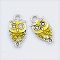 Alloy Enamel Pendants, Cadmium Free & Lead Free, Owl, for Halloween, Antique Silver Metal Color, Light Yellow, 18.5x9.5x2.5mm