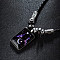 Luminous Alloy Glass Rectangle with Constellation Pendant Black Braided PU Leather Cord Necklaces, Platinum, Gemini, 19.69 inch(50cm)