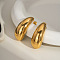 Stainless Steel Teardrop Stud Earrings, Real 18K Gold Plated, 38x14.9mm