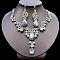 Teardrop Alloy Rhinestone Pendant Necklaces & Stud Earrings Sets, Golden, Crystal AB, 440mm