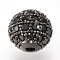 Brass Micro Pave Cubic Zirconia Beads, Cadmium Free & Lead Free, Round, Black, Gunmetal, 8mm, Hole: 1.5mm