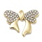 Rack Plating Alloy Rhinestone Pendants, Lead Free & Cadmium Free & Nickel Free, Bowknot, Golden, 18x23x2.5mm, Hole: 1.2mm