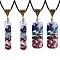4Pcs 2 Styles Chakra Jewelry, Resin Orgonite Necklaces, with Waxed Cord, Natural Gemstone Inside and Velvet Bag, Rectangle, Antique Golden, 2pcs/style