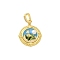 Brass Enamel Pendants, with Natural Cultured Freshwater Pearl and Cubic Zirconia, Cadmium Free & Nickel Free & Lead Free, Flat Round Charms, Real 18K Gold Plated, 24.5x22.5x4.5mm, Hole: 5.5x4.5mm
