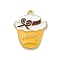 Alloy Enamel Pendants, Light Gold, Honey Jar, 25x20x2mm, Hole: 1.6mm